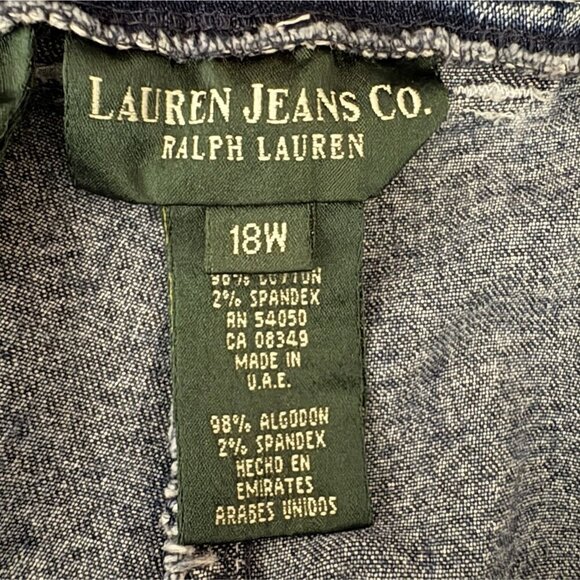 Lauren Ralph Lauren Women's Denim Straight Leg Jeans 18W Blue Med Wash - Picture 5 of 9
